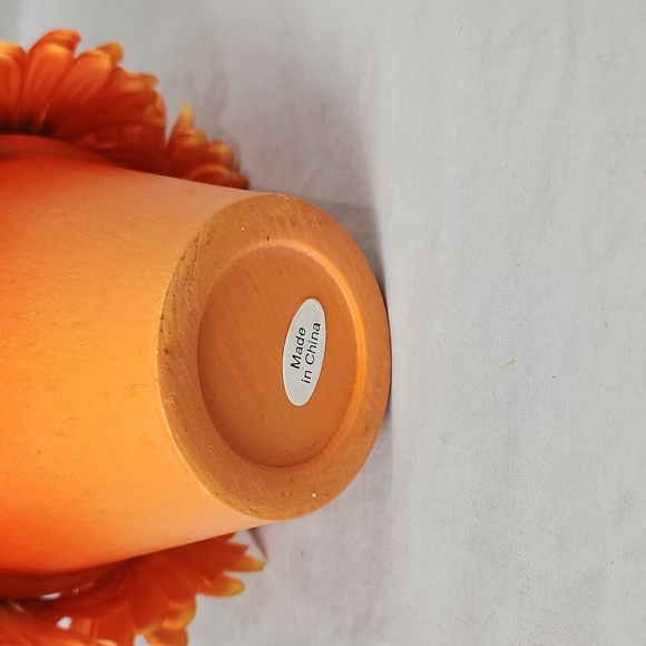 Orange Gerber Daisy Potted Artificial Floral Arrangement - Picture 3 of 4